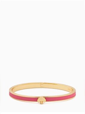 Kate Spade Thin Pink & Gold Signature Spade Enamel Hinged Bracelet - EUC